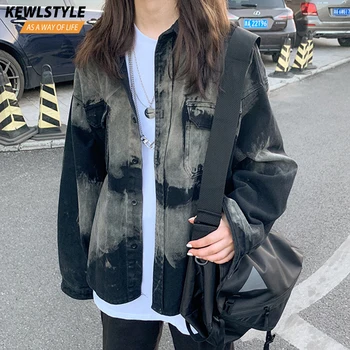 Harajuku tie dye jean jakna moški ženske jeans jakne nekaj vrhnjih oblačil korejski slog obleke, hip hop ulične 2019 coats JK26