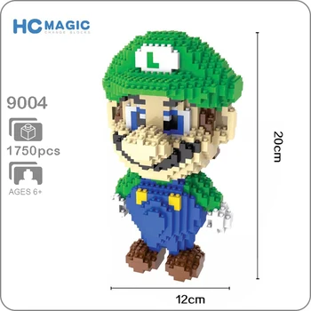 HC 9004 Igro Super Mario Luigi Zelena Slika 3D Modela 1750pcs DIY Mini Diamond gradnji Malih Bloki, Opeke Zbiranja Igrač št Polje