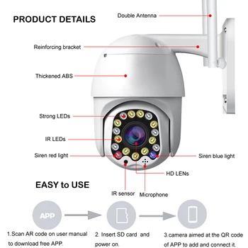 HD Zunanji Varnostni Nadzor WiFi Kamera 1080P 2-Way Audio Smart Zaznavanje Gibanja Zunaj Nadzora CCTV IP Cam Wi-Fi, Kamera