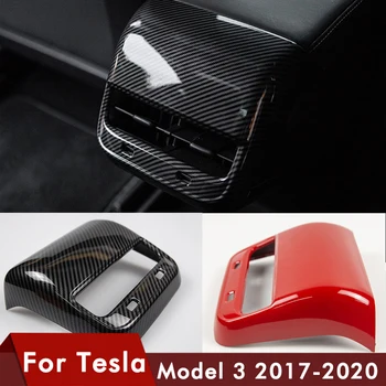 Heenvn ModelY Model3 Avto Ogljikovih Vlaken ABS Zadaj Air Vent Vtičnico Kritje Trim Za Tesla Model 3 Dodatki Notranjost Modela Y Tri