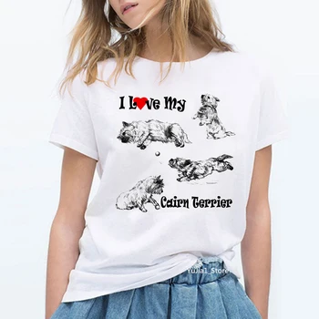 I love my cairn terier živali tiskanja letnik majica s kratkimi rokavi ženske pes ljubimec prijatelji darilo 2020 poletnih vrh oblačila harajuku kawaii tshirt