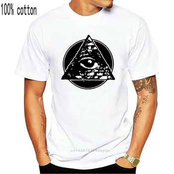ILLUMINATI LOGOTIP Piramida Drsalec Prsih Tiskanje Vrh Blvck Simbol Oči majica s kratkimi rokavi