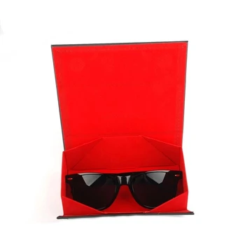 JASPEER Črna Zložljiva Očal Okvir Očal Primeru Vrečko Očala Posodo PU Materiala, sončna Očala Primeru, Črno Rdeče Barve Primeru