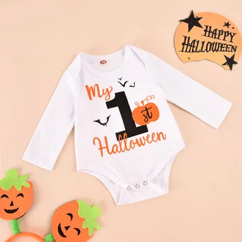 Jeseni Halloween dojencek dekliška Oblačila Bela Črna tovornjak bell hlače otrok oblačil, butik, bučna obleke set pribor