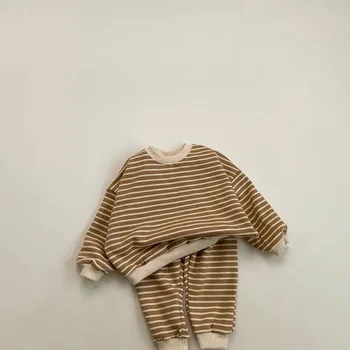 Jeseni Novorojenčka Otroci Baby Fantje Dekleta Trak Kompleti Oblačil Z Dolgimi Rokavi Majica Vrhovi Harem Hlače Otrok Malčka Oblačila Obleko