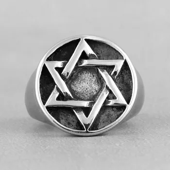 Judovstva Hexagram Zvezda David iz Nerjavečega Jekla Mens Obroči Vere za Moški Fant Biker Nakit Ustvarjalnost Darilo Debelo