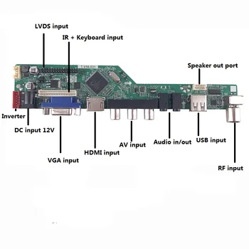 Komplet za LP156WH1 Controller Board Screen monitor Audio Plošče 1366 x 768 VGA HDMI USB 30pin AV 1 svetilke daljinski upravljalnik TELEVIZORJA LED Zaslon 15.6