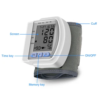Krvni Tlak Hlačnice Za Roko Krvni Tlak Monitor Meter Tonometer Sphygmomanometer Srčni Utrip Meter Orodje LCD-Zaslon