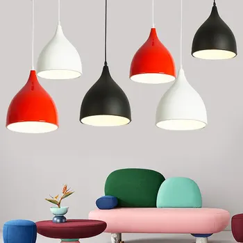Led stropna svetilka obesek črna / bela / rdeča barva notranjo dekoracijo doma sodobno led luči za razsvetljavo svetilka