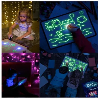 LED Svetlobna Risalno Desko Grafiti Doodle Risanje Tablet Čarobno Risanje S Svetlobo, Fluorescentna Pero Otroci Slikarstvo Izobraževalne Igrače