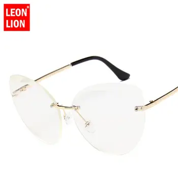 LeonLion 2021 Kovinskih Polizdelkov Rimless Cateye sončna Očala Ženske Ocean Objektiv Klasična Očala blagovne Znamke Oblikovalec sončna Očala Ženske UV400