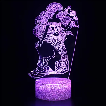 Lep Disney Princes Mermaid Ariel Risanka LED Nočna Lučka Otroci, Otroci LED Nightlamp Dekleta Darila 3d Dekorativni namizne Svetilke