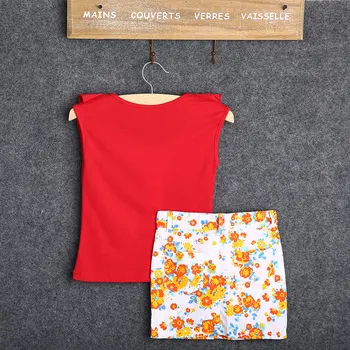 Lep Malčka Otroci Baby Dekleta Rdeče Ogrlicom T-Shirt+Cvet Svinčnik Krilo 2Pcs Obleke Nastavite Otroci, Otroci Oblačila