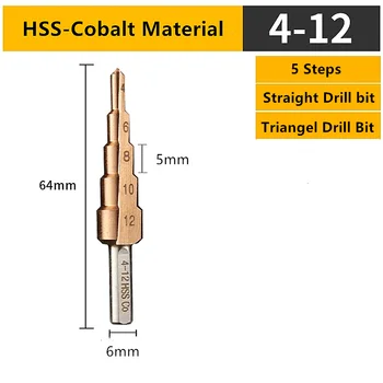 M35 Kobalt hitroreznega Jekla Cone Kobalt Svedrov za Kovine Vrtalni 4-12/20/32mm Korak Drill Bit Orodje Set Luknjo Rezalnik Za Nerjavečega Jekla