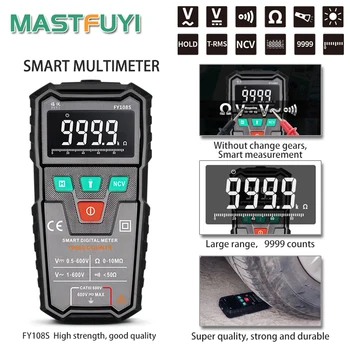 Mastfuyi FY108S Mini Inteligentni Samodejni Multimeter Digitalni Multimeter 9999 Analogni Tester True RMS Visoko Natančnost, NKV Tester