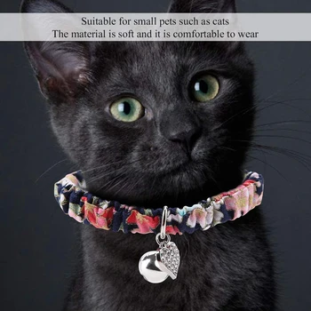 Mačka Ovratnik z Bell in Kristalno Obeski Nastavljiv Elastični Japonski Slog Breakaway Varnost Mucek Ovratnice za Domače Mačke Kuža