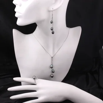 [MeiBaPJ] Naravni biser poročni nakit kompleti za ženske dolgo tassel uhani, ogrlice vrh kakovosti z šatulji