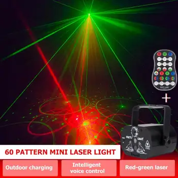 Mini LED Laser Projektor Svetlobe Klub DJ Disco Party Stopnji Svetlobe 60 Vzorcev RGB Učinek Svetilko z Krmilnik Projekcija Lučka