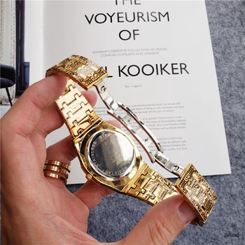 Moda quartz uro moške blagovne Znamke luksuzni Retro zlato iz nerjavečega jekla watch moških zlato mens watch reloj hombre