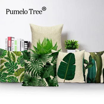 Monstera Rastlin Blazine Pokrivajo Tropski Zelen Dekorativni Vzglavnik Po Meri Palm CushionCovers Ustvarjalni Dom Kaktus Perilo Vrgel Blazino
