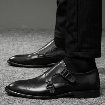 Moški Oxford Čevlji pravega usnja, Klasični Slog, ki je Formalno Človek Obleko Poslovnih Urad svate Čipke Konicami Prstov Moški Čevlji