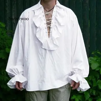 Moški Povoj Long Sleeve Majica Gothic Človek Bluzo plus velikost majice