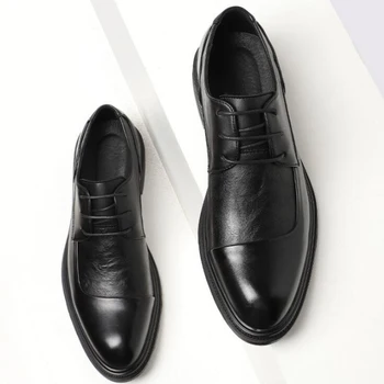Moški Čevlji Brogue Oxfords Moda Britanski Poročni Čevlji Človek Poslovno Obleko, Čevlje Black Design Usnje Obutev