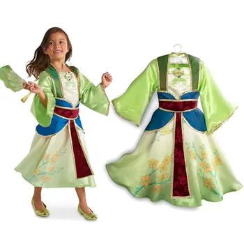 Mulan Cosplay Obleko Za Dekle Kostum Stranka 2020 Otrok Tiskanja Rojstni dan Prikrivanje Princesa Frock Fantasy Otrok Diplomi Tunika 10T