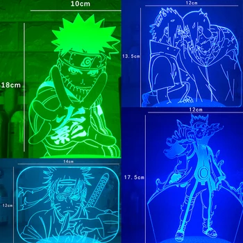 Najnovejši Anime Slika Naruto Uzumaki z Bodalo 3D LED Nočne Luči RGB 7 Barv Črno Osnovo Namizno Svetilko Doma Dekor Rojstni dan svetilke