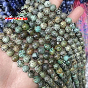 Naravni Afriške Turquoises Kamen Kroglice Krog Svoboden Biseri 4 6 8 10 12 mm Za Nakit, Izdelava DIY Zapestnica Pribor 15