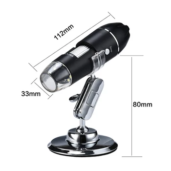Nastavljiv 1600X 3 v 1, USB Digitalni Mikroskop Tip-C Elektronski Mikroskop, Kamera Za Solding 8 LED Zoom Lupo Endoskop
