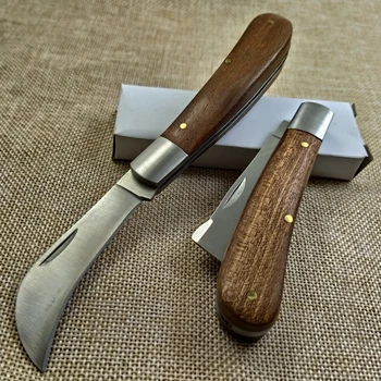Nov lovski nož Pripomoček Folding Nož Leseni Ročaj Taktično Reševanje Prostem Kampiranje Preživetje Žep Noži Lovski Nož Orodja