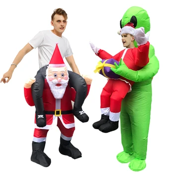 Nov Napihljiv Božič Cosplay Kostume Božič Santa Clus Vožnja na me Tujec Kostum Fancy Carnival Party Disfraz za Žensko, Moškega