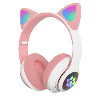 Nov Prihod LED Mačje Uho šumov, Slušalke Bluetooth 5.0 Mladih Otroci Slušalke Podpira TF Kartice 3,5 mm Vtič