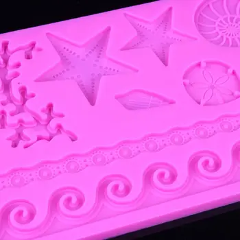 Nove Ustvarjalne Podvodni Svet conch lupini plesni 3D DIY praktično val Star fondat torto dekoracijo reliefi plesni silikonsko plesni