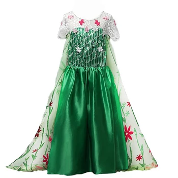 Novi Zeleni Elsa Čipke Obleko Poletje 2020 Elsa Anna Obleko Vestido Elsa Vročina Obleko za Otroke Dekle Fantasia Princesa Obleko