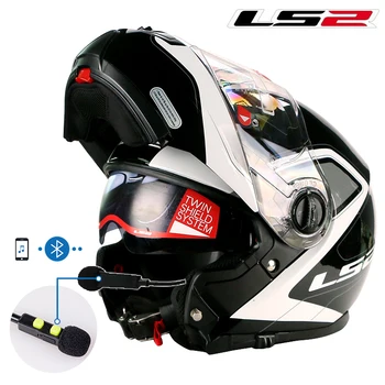 Novo Arrial LS2FF325 flip up slušalke bluetooth interkom motocycle čelada z dvojno sonce ščit objektiv modularni motorno kolo čelada