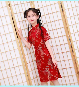 Novo Otrok Cheongsam Dress Vintage Kitajski Slog Tradicionalnih Baby Girl Obleke