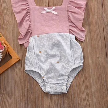 Novo Ruffles mozaik Otroška oblačila Novorojenega Dojenčka Baby Dekle Jumpsuit Romper Sunsuit Enega Kosa Oblačila 0-2T