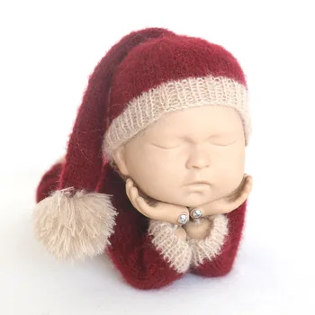 Novorojenček Božiček Obleko, Rdeči In Bež Baby Romper In Hat Santa Novorojenčka Božič Foto Prop