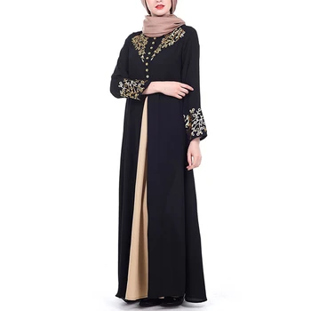 OTEN 2020 Elegantno Natisnjeni Muslimanske Ženske Obleke Abayas Haljo Mozaik Z Gumbom Stranka Dame Dubaj turška Obleka Ženska Nova