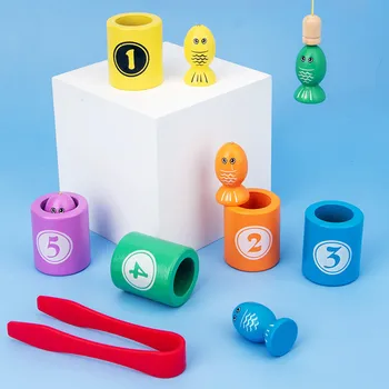 Otroci Lesene Magnetne Ribolov Starš-Otrok Interaktivni Matematiko Igrače Igra Montessori Izobraževalne Igrače za Otroke, Baby Kopel Igrače