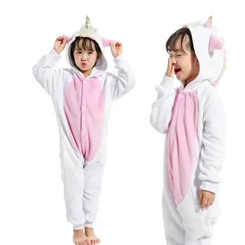 Otroci Pižame Kigurumi Samorog Fantje Dekleta Sleepwear Flanela Baby Onesie Otroci Kopalke Risank Anime Panda Pozimi Otroci Pižame