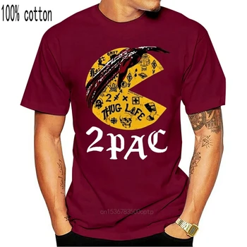 Pacman 2pac Grafični Moških Smešno T-Majica Bombaž Kul
