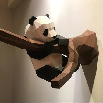Panda Na Drevo 3D Papir Model Živali Papercraft DIY Obrti Uganke Otroci Stenske Dekoracije Doma Deco Odraslih, Darila, Igrače,