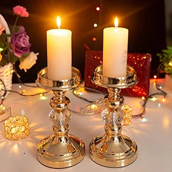Par Steber svečniki Tealight Kovinske Svečnike Poroko Domači Dnevni Sobi Tabela Centerpieces Božično Dekoracijo za Dom