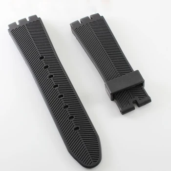 Pazi, Pribor za Swatch 27 mm črn silikonski trak gledati z gumo watch pasu moški gledajo tri nevihte silikonski trak