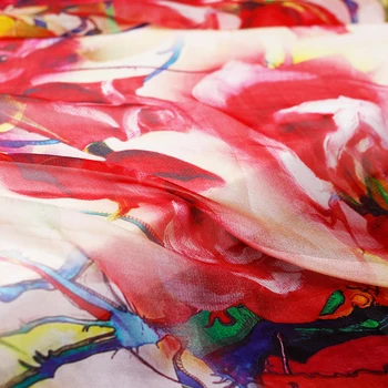 Pearlsilk 8momme rdeče rože digitalno natisnjena svila šifon svile poletje obleko DIY oblačila tkanine ping