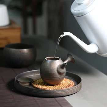 PINNY Retro Rjavo Glazuro Čajniki Pigmentiran Kung Fu Čaj Pot Ročno Izdelan Keramični Drinkware Visoke Kakovosti Čajnik grelnik vode Porcelana