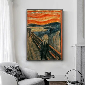 Platno, Tisk Edvard Munch Scream Znanih Oljnih Slik, Tiskanje Steno Plakati Edinstveno Doma Dekor Klasične Povzetek Stenske Slike